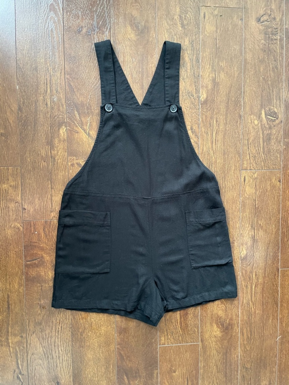 Twik Simons Linen Blend Romper With Pockets. Medium. Black - Picture 2 of 5